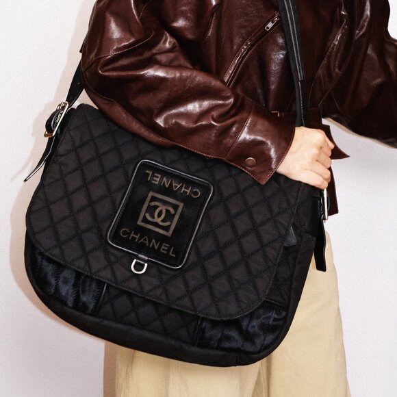 Chanel Sportsline Quilted Pony Hair Messenger Bag - Picture 1 of 16